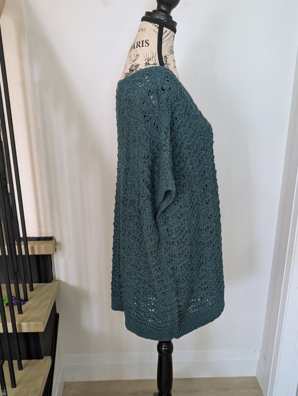 JOIE | Women's Teal Domain Sleeve Stretchy Open Knitted Sweater - Picture 3 of 6